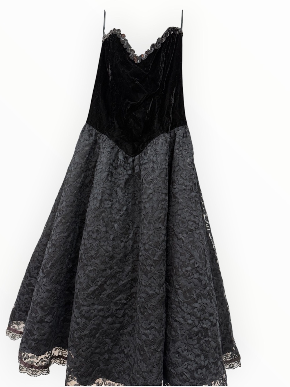 Vintage Gunne Sax by Jessica McClintock Black Velvet and Lace Prom Dress Size 11